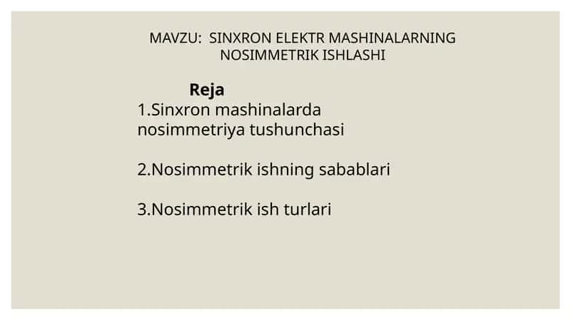 SINXRON ELEKTR MASHINALARNING NOSIMMETRIK ISHLASHI 1