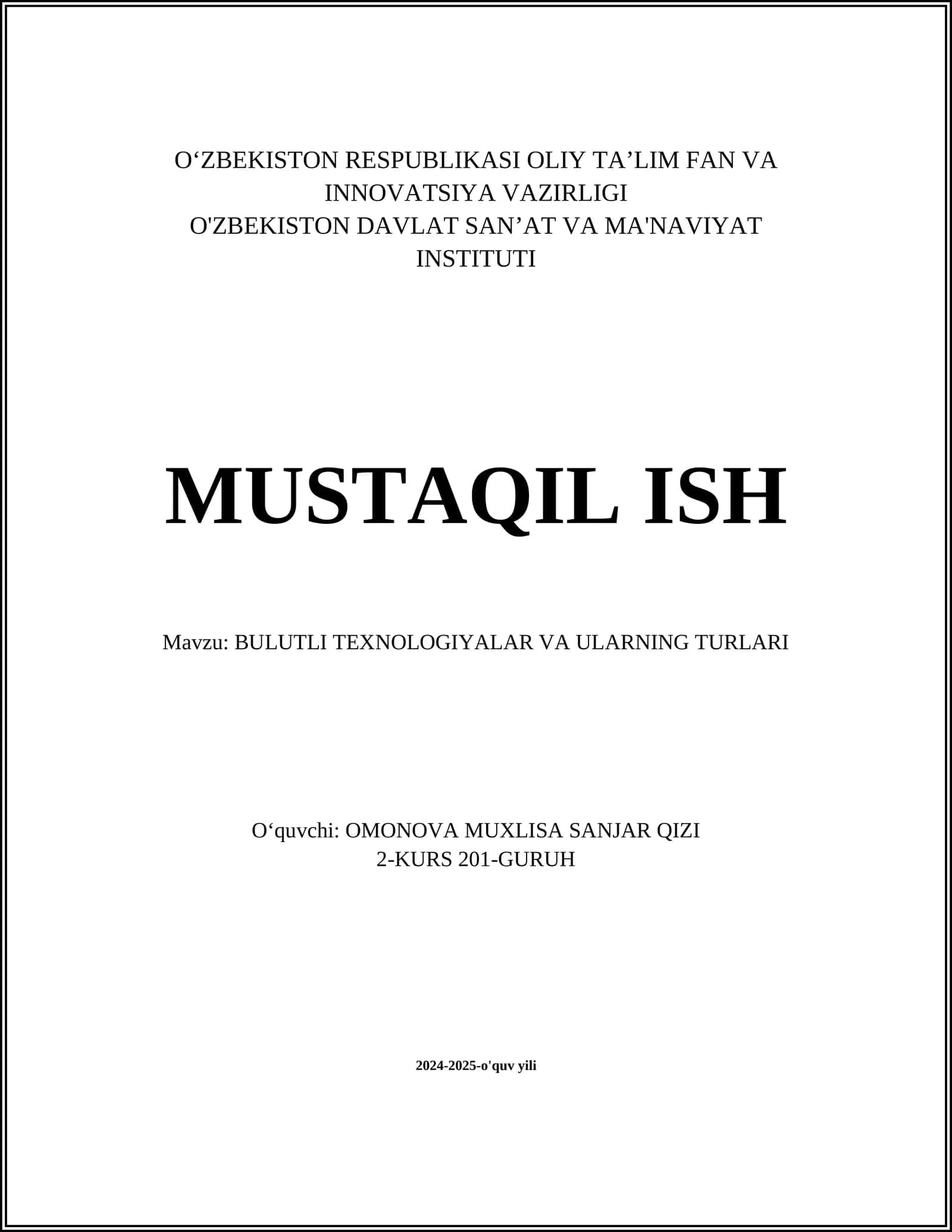 Bulutli hisoblash asoslari 1