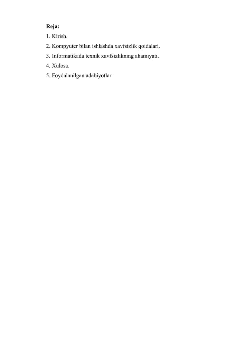 Xavfsizlik texnikasi 1
