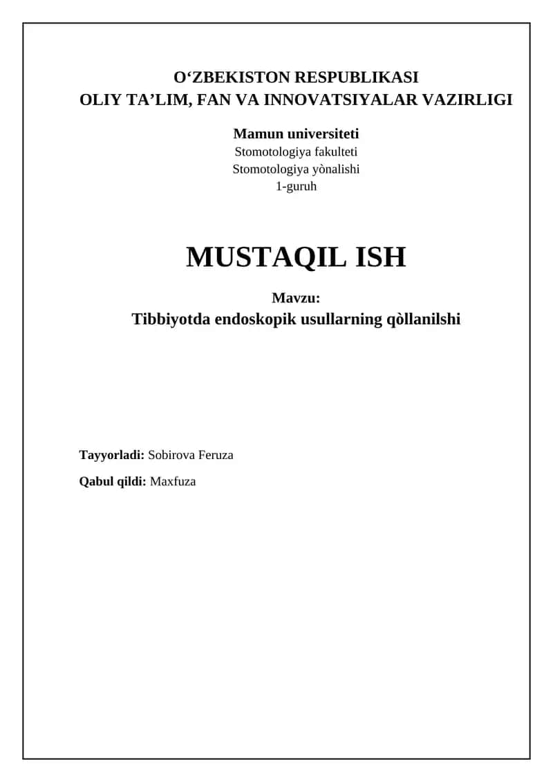 Tibbiyotda endoskopik usullarning qòllanilshi 1