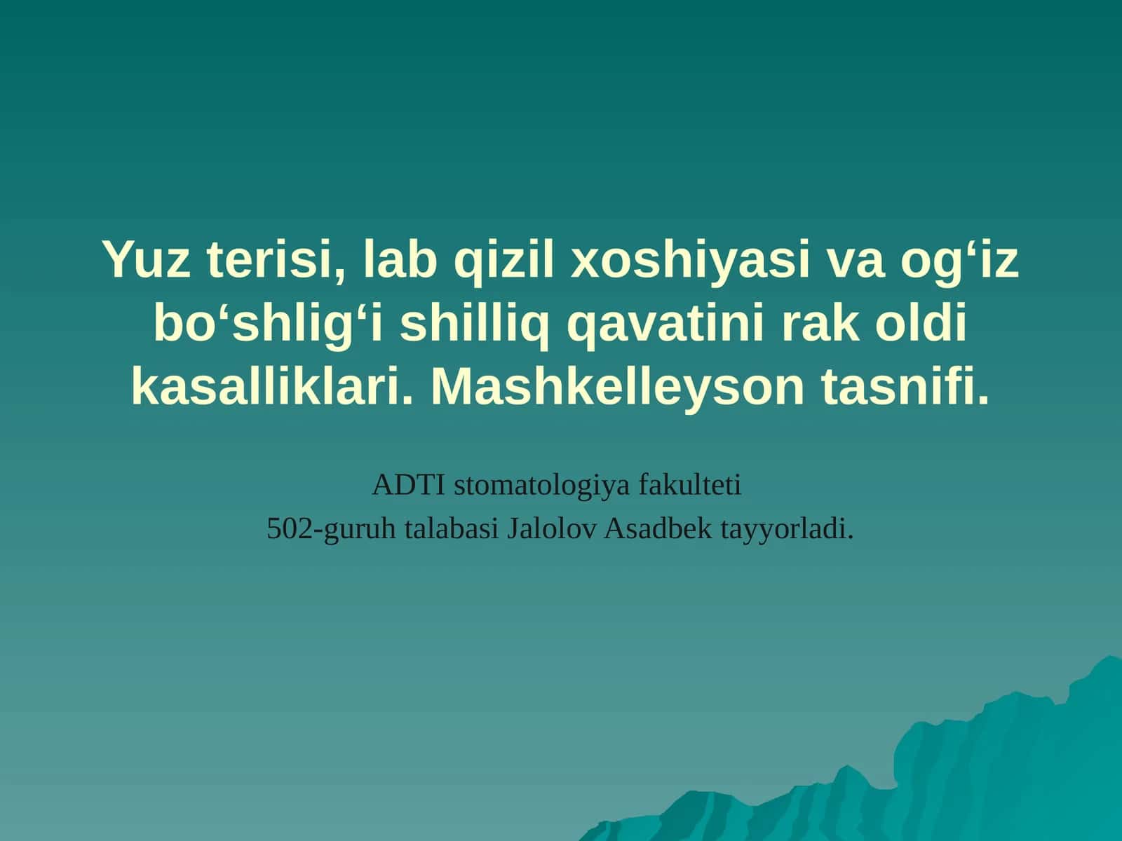 Mashkelleyson tasnifi 1
