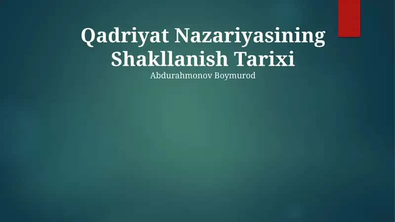 Qadriyat Nazariyasining Shakllanish Tarixi 1