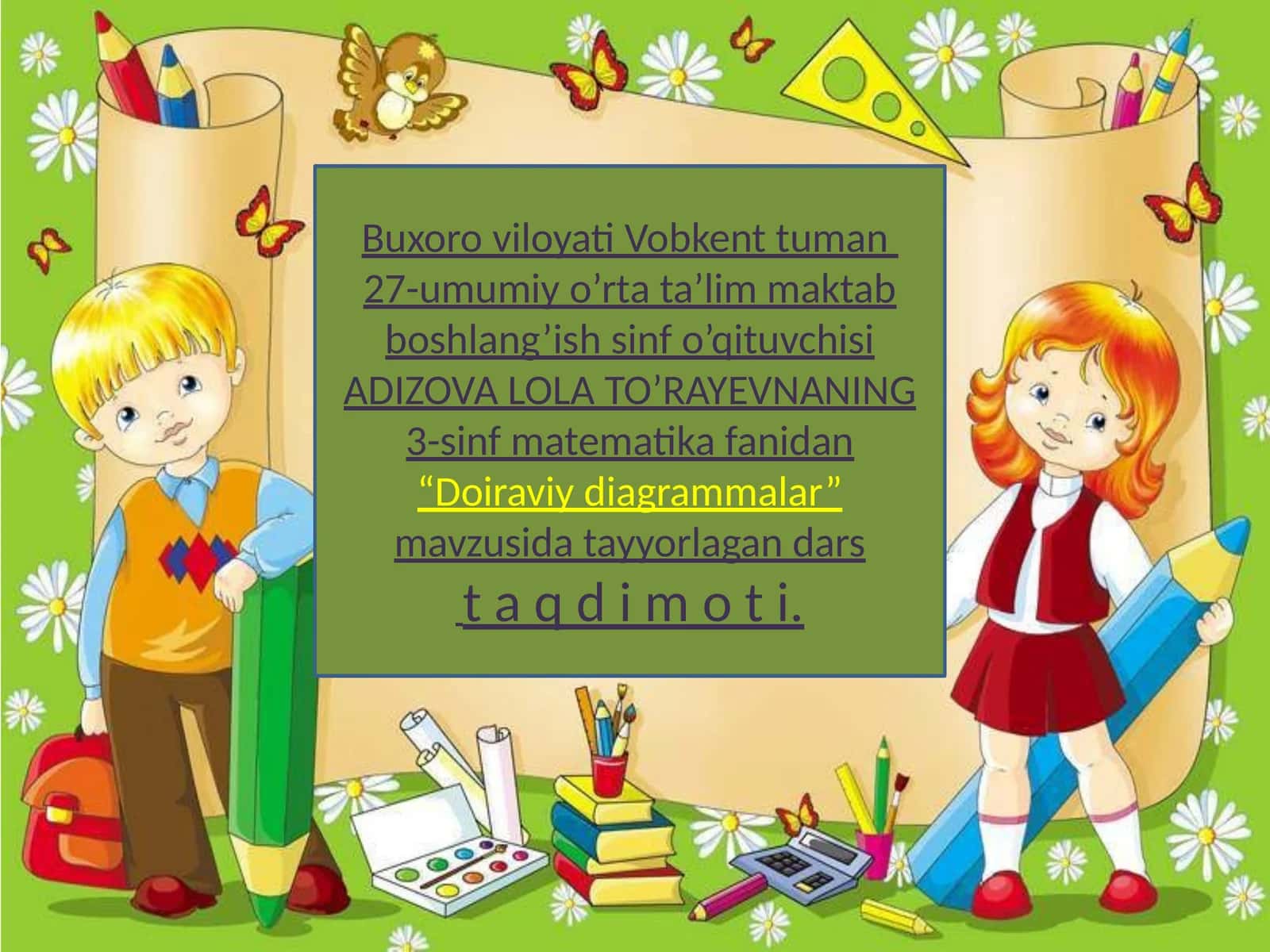 3-sinf Matematika Doiraviy diagrammalar dars taqdimoti 1