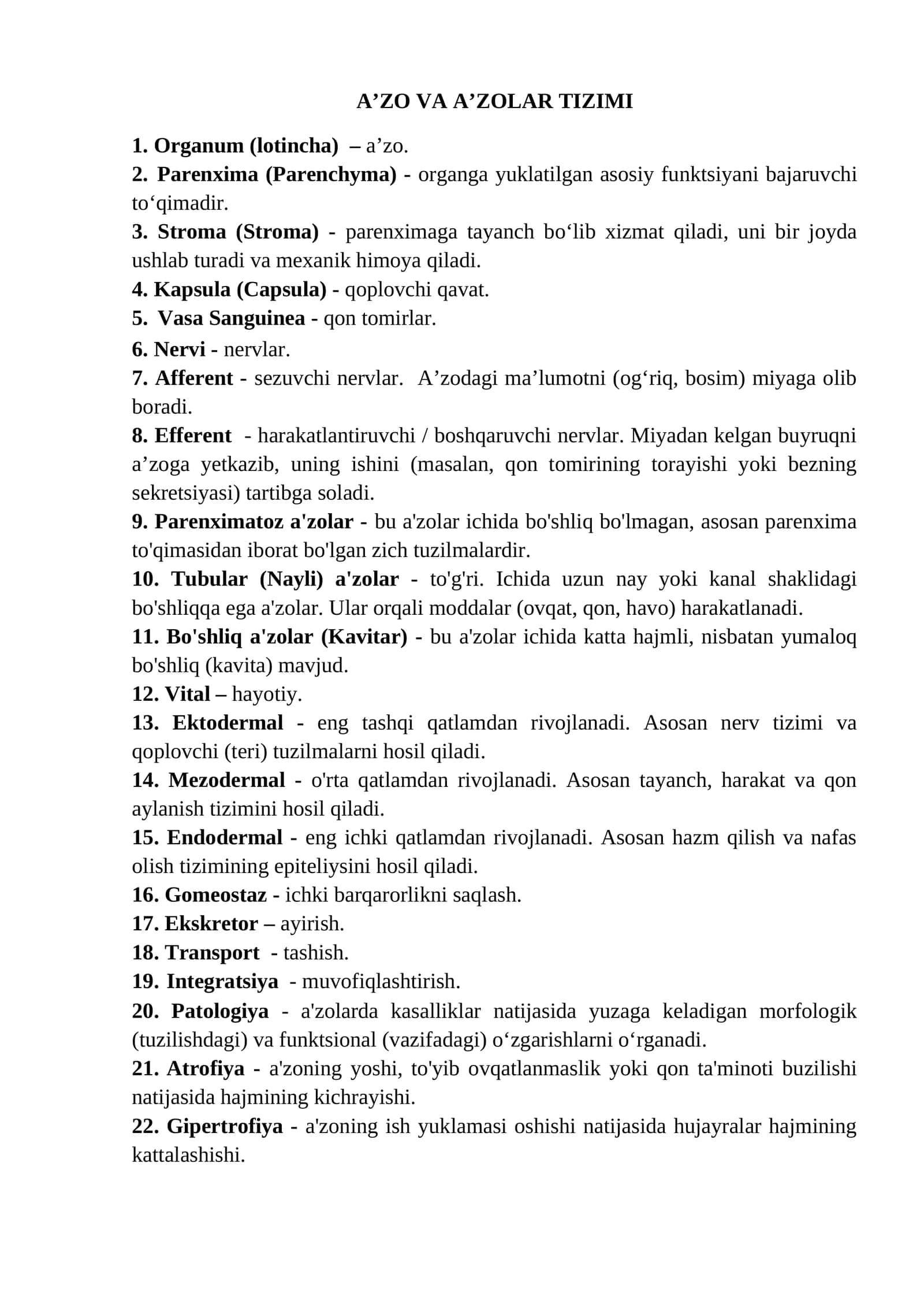 A’ZO VA A’ZOLAR TIZIMI 1
