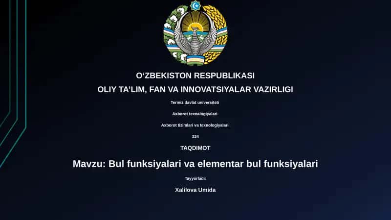 Bul funksiyalari va elementar bul funksiyalari 1