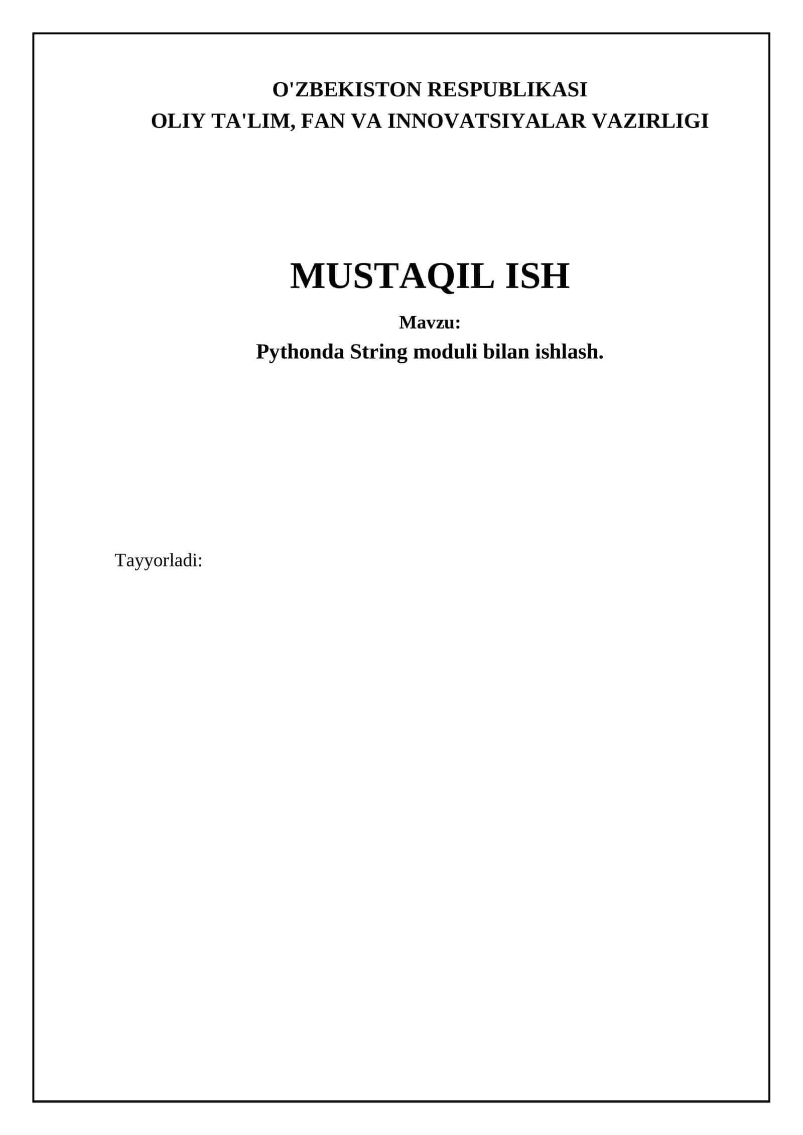 Pythonda String moduli bilan ishlash 1