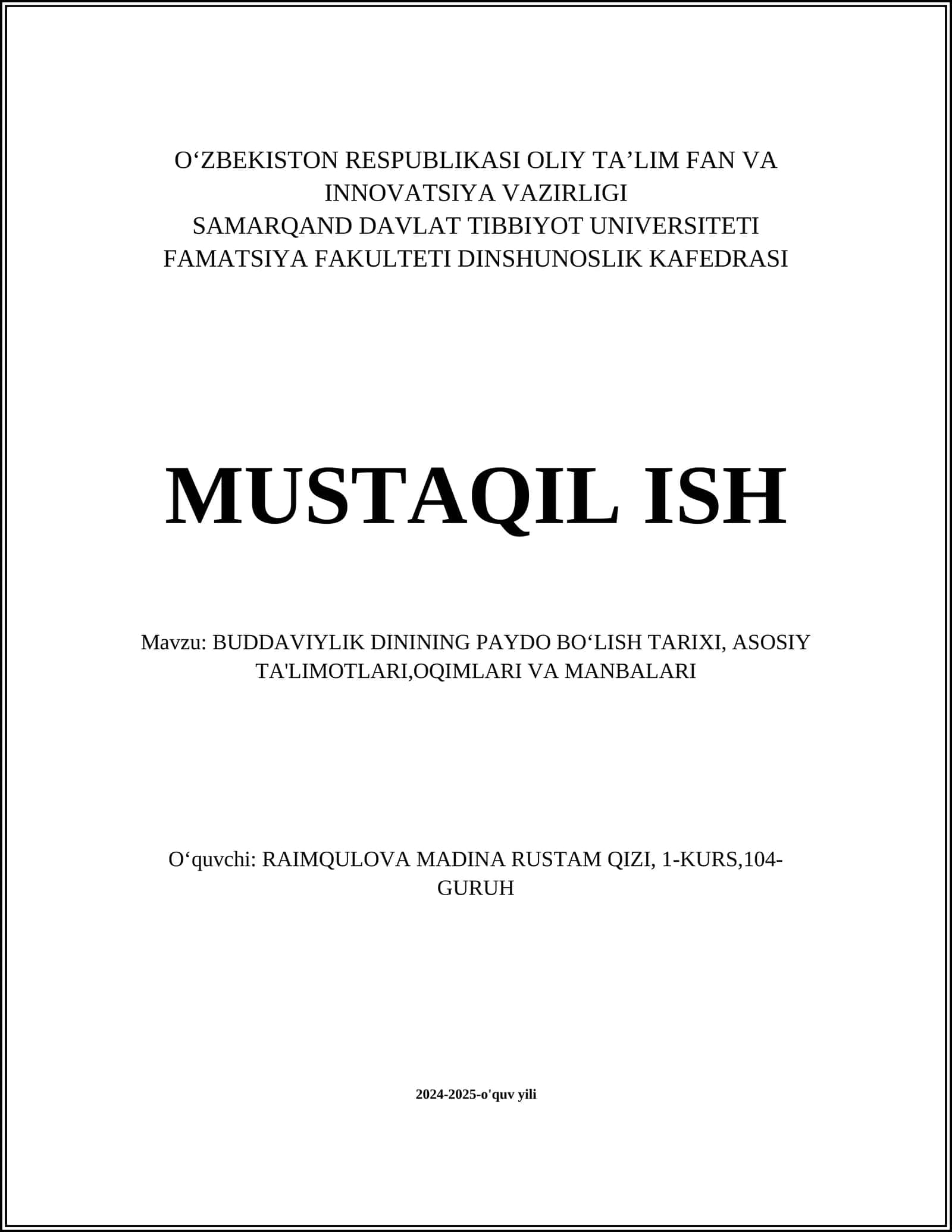BUDDAVIYLIK DININING PAYDO BOʻLISH TARIXI 1