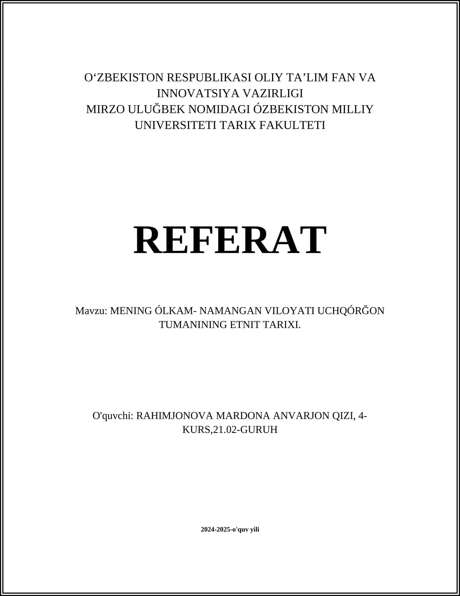 Uchqŭrğon Tumanining Etnit Tarixi 1
