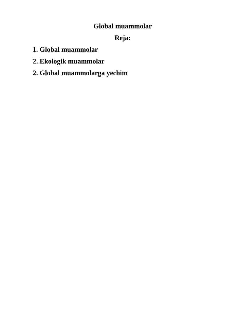 Global muammolar 1