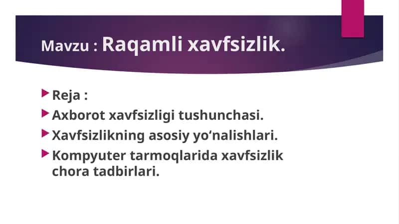 Raqamli xavfsizlik. 1