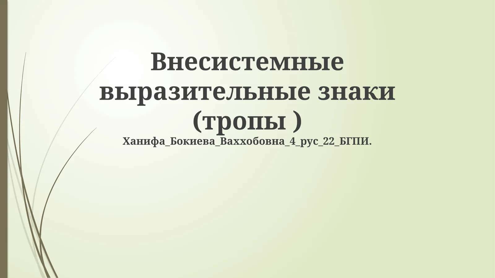 Внесистемные выразительные знаки (тропы) 1
