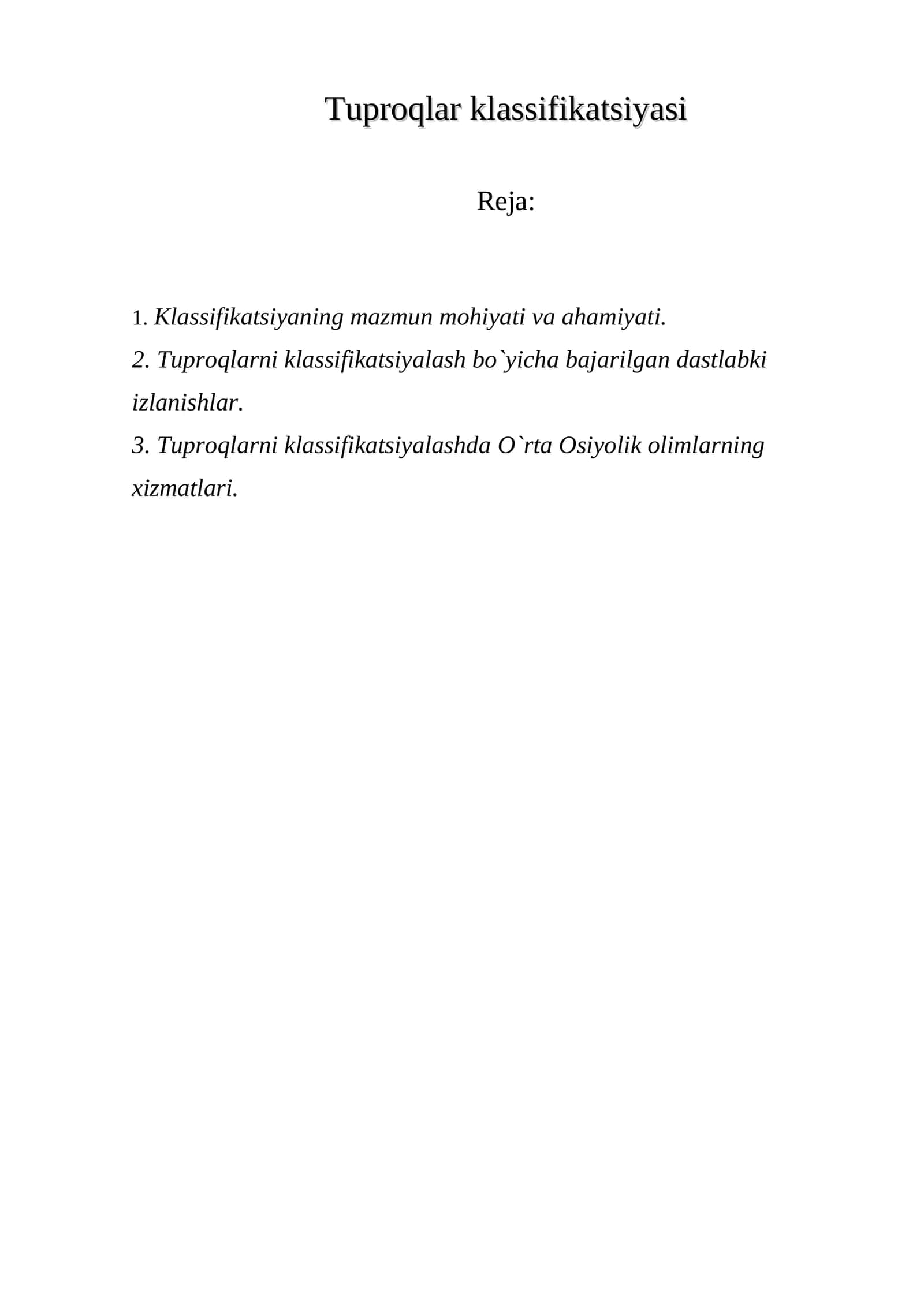 Tuproqlar klassifikatsiyasi 1