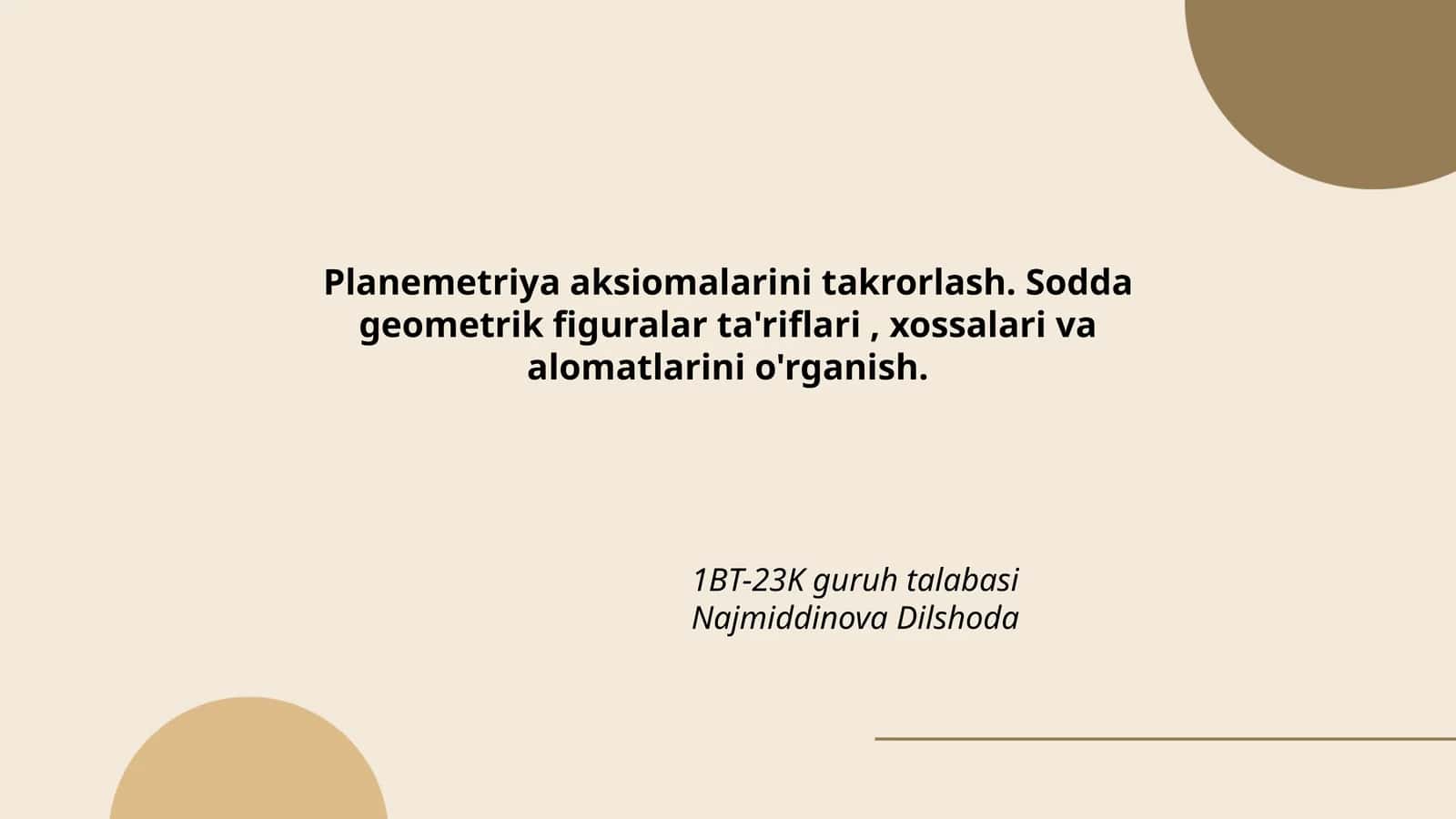 Planemetriya aksiomalarini takrorlash 1