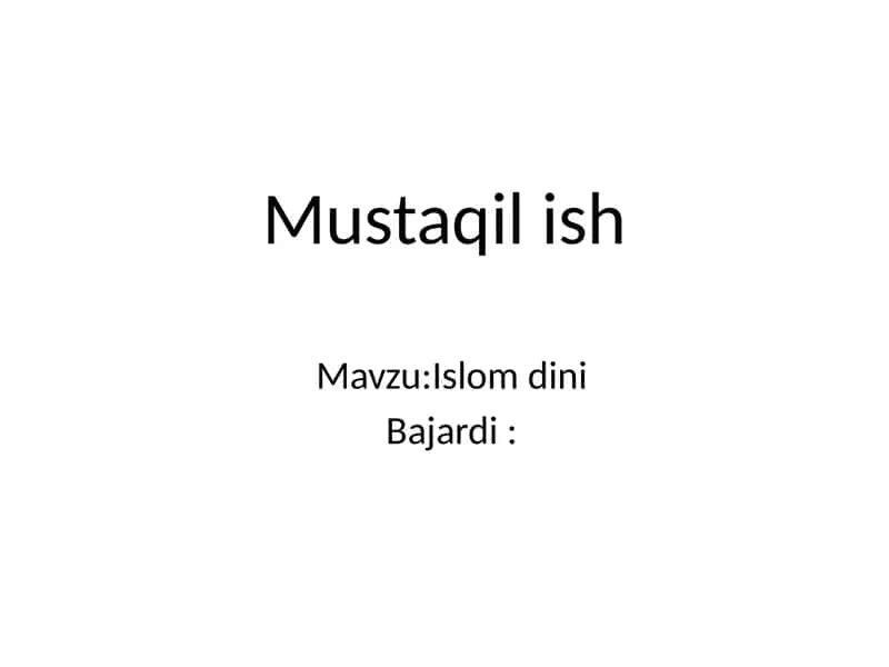 Islom dini haqida 1