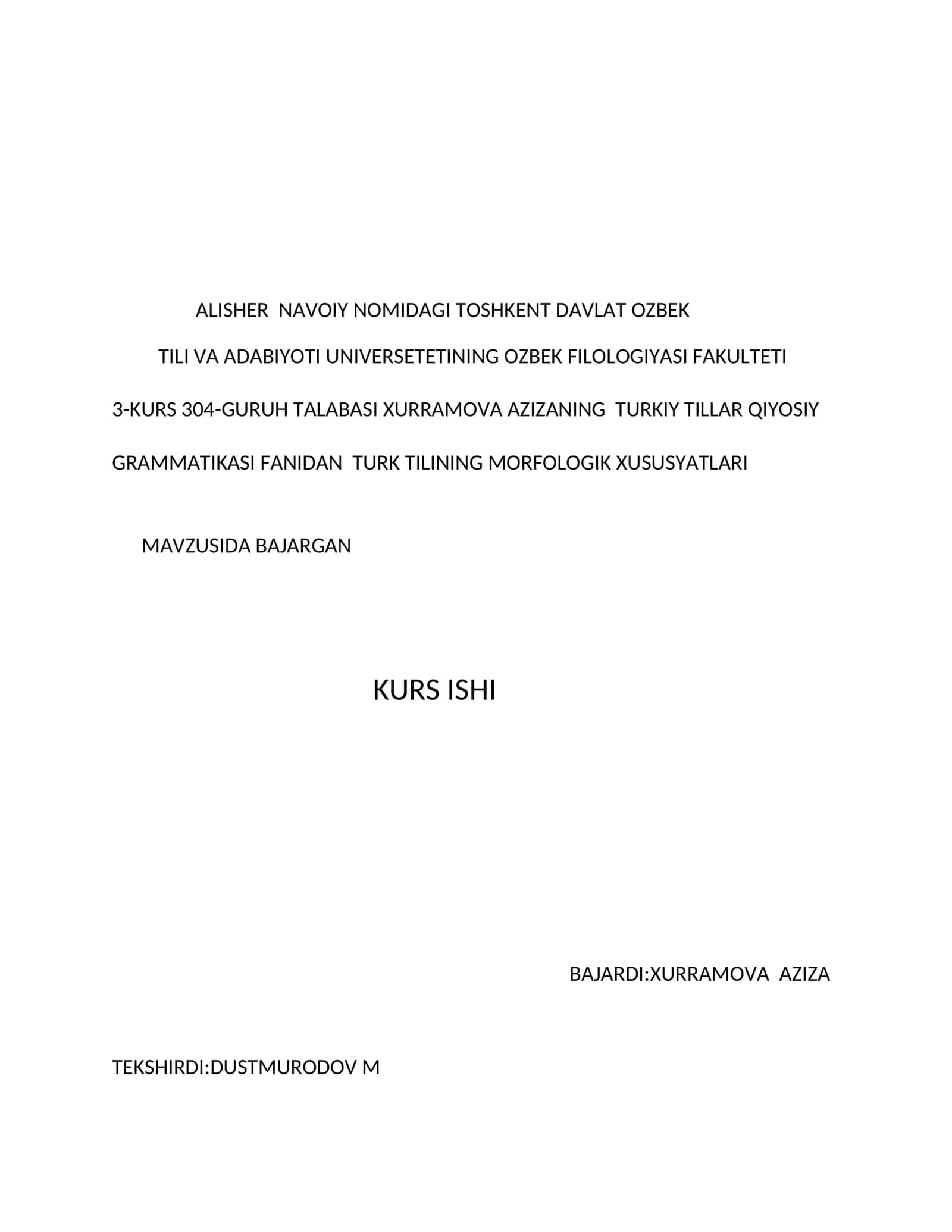 Turk tilining morfologik xususyatlari 1