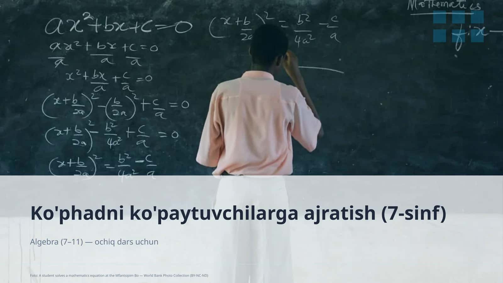 Ko'phadni ko'paytuvchilarga ajratish (7-sinf) 1