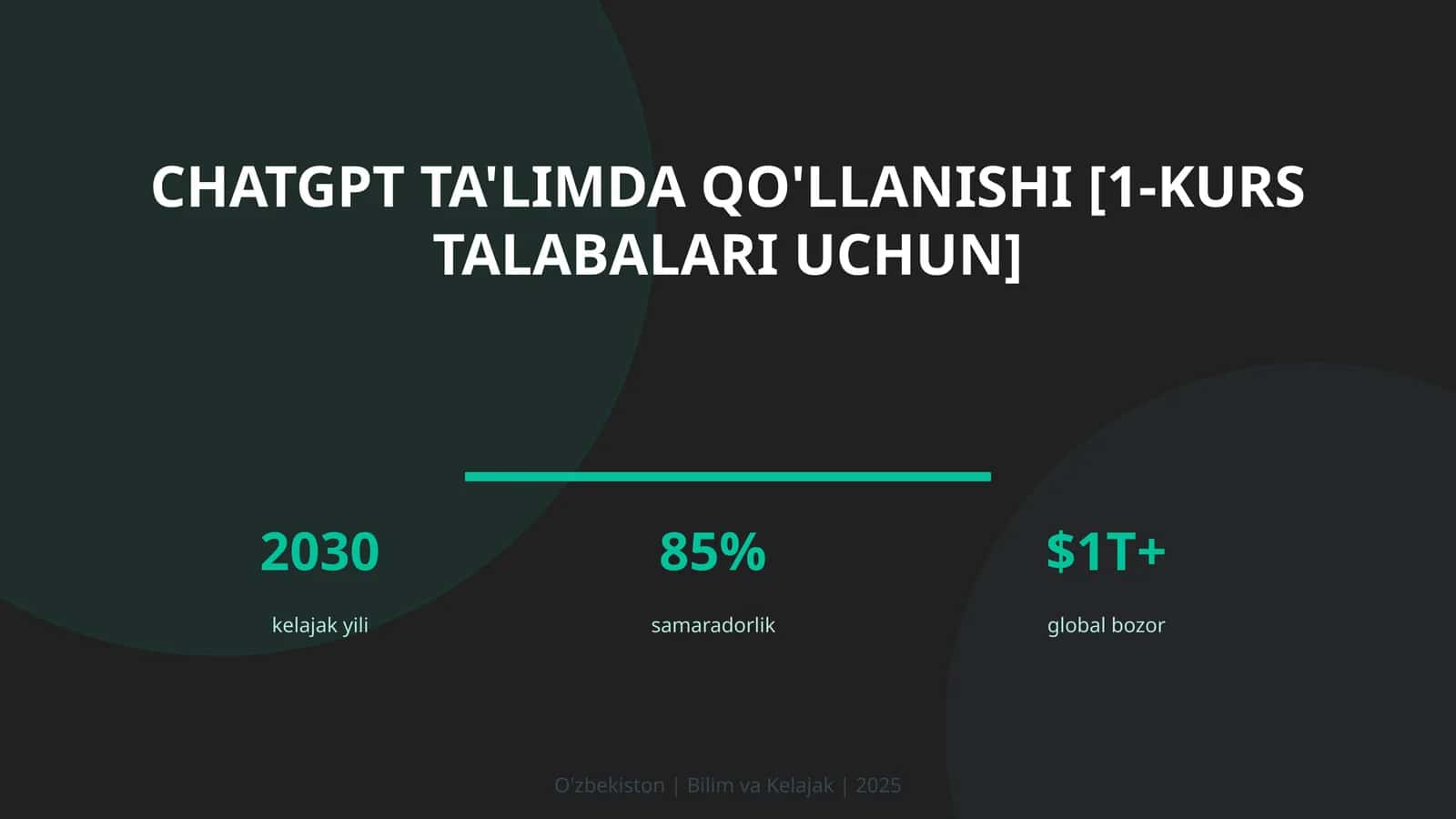 ChatGPT ta'limda qo'llanishi [1-kurs talabalari uchun] 1