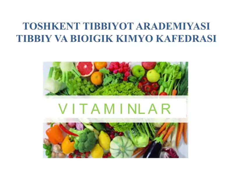 Vitaminlar farmokolgiyasi 1
