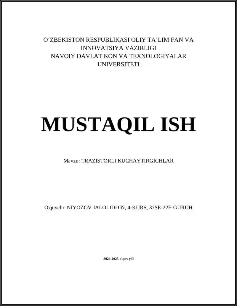 TRAZISTORLI KUCHAYTIRGICHLAR