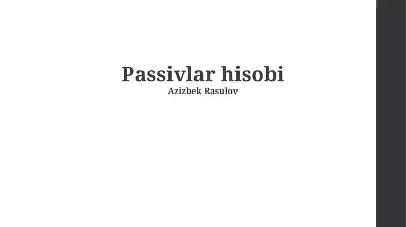 Passivlar hisobi 1