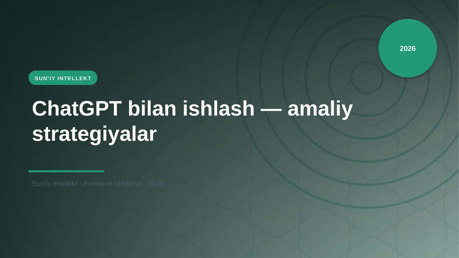 ChatGPT bilan ishlash — amaliy strategiyalar 1