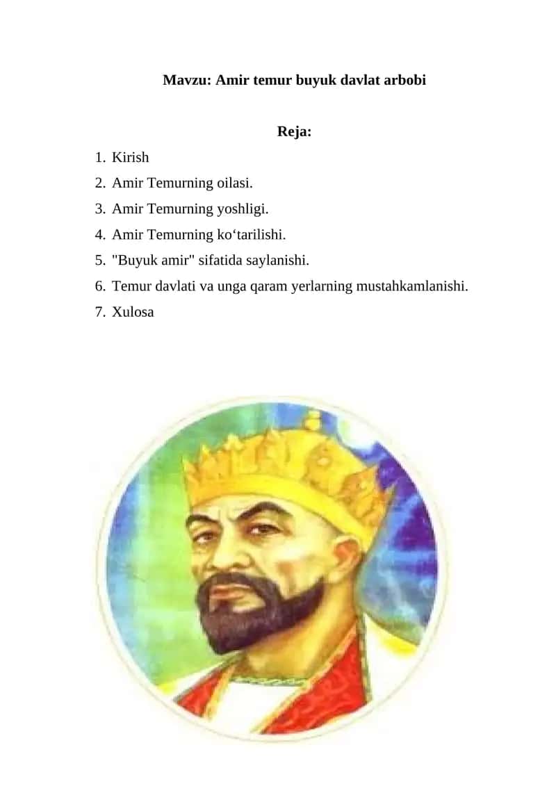 Amir temur buyuk davlat arbobi 1