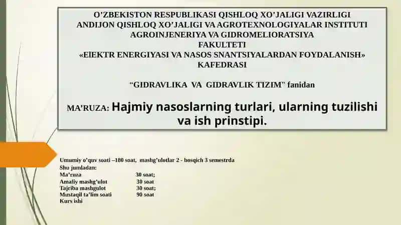 GIDRAVLIKA VAGIDRAVLIK TIZIM