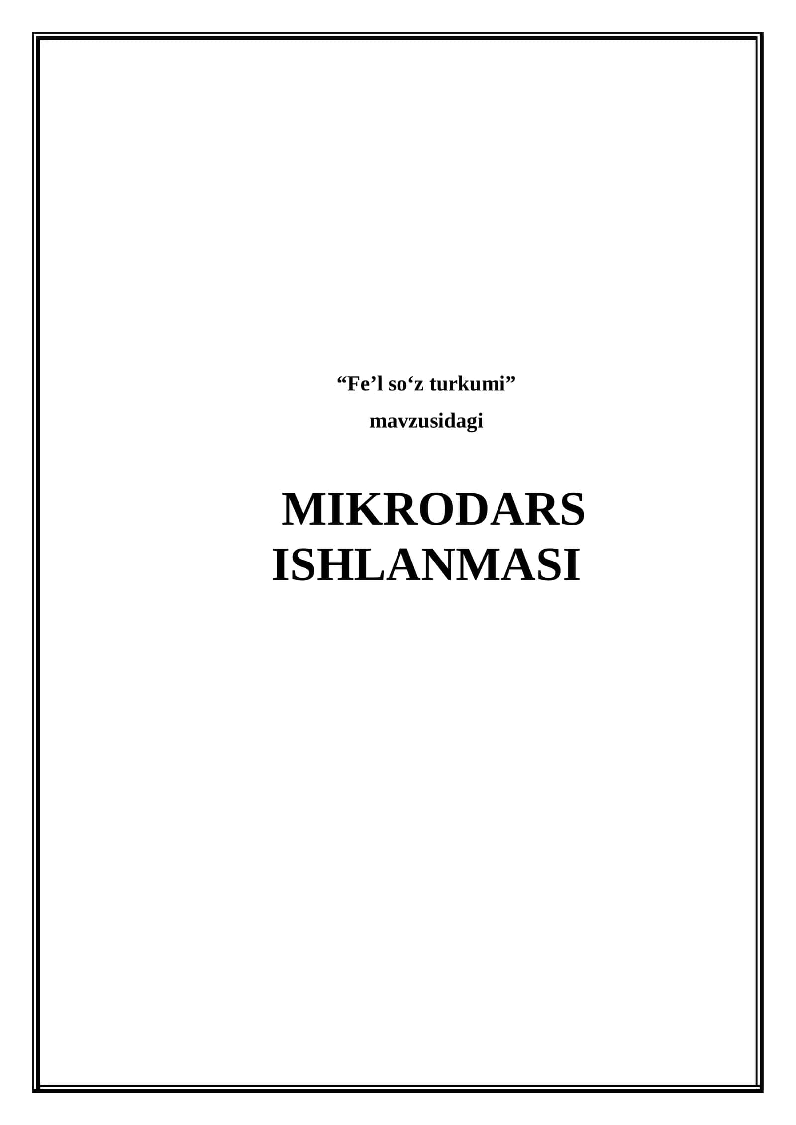 Fe'l so'z turkumi 1
