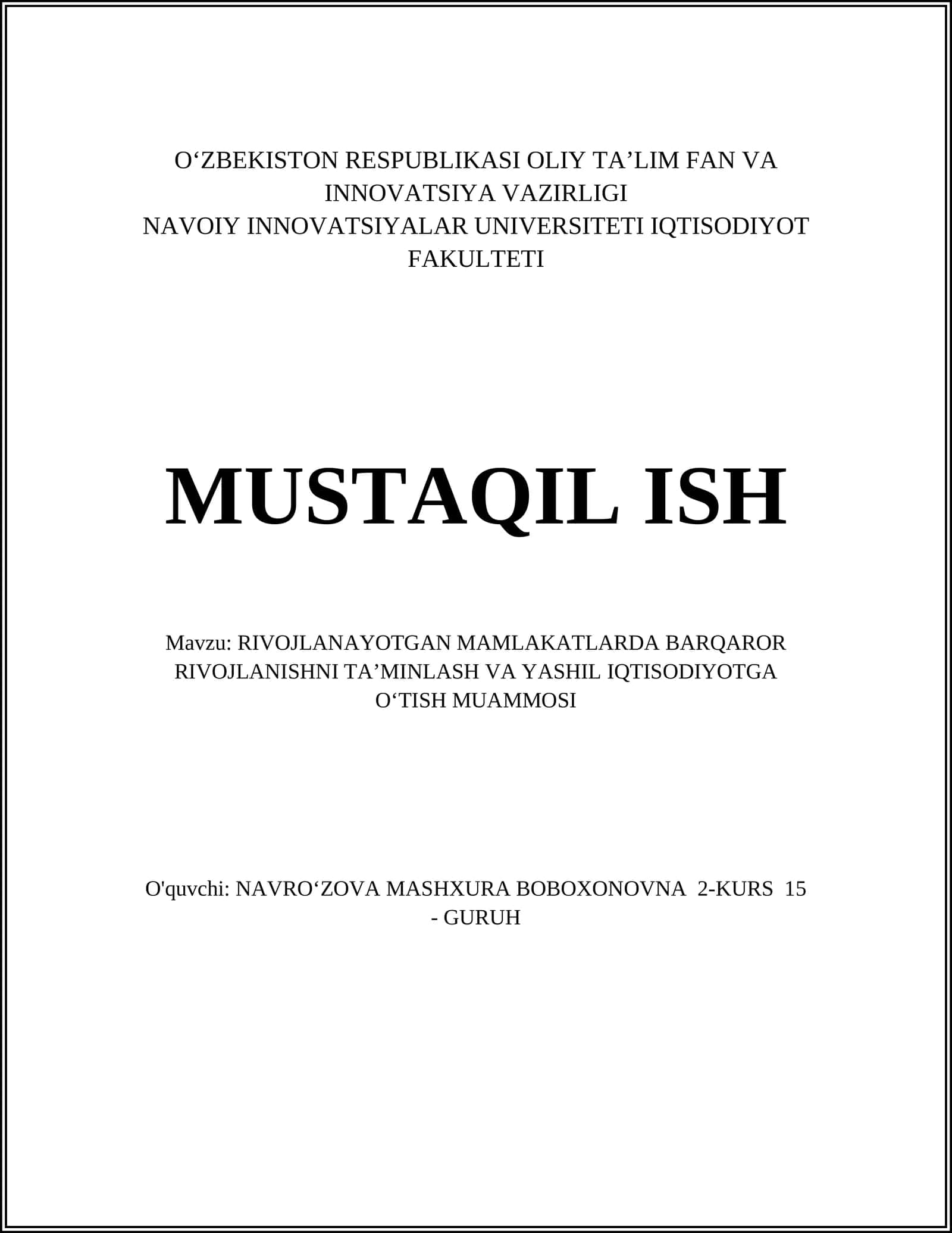 Barqaror rivojlanish kontseptsiyasi 1