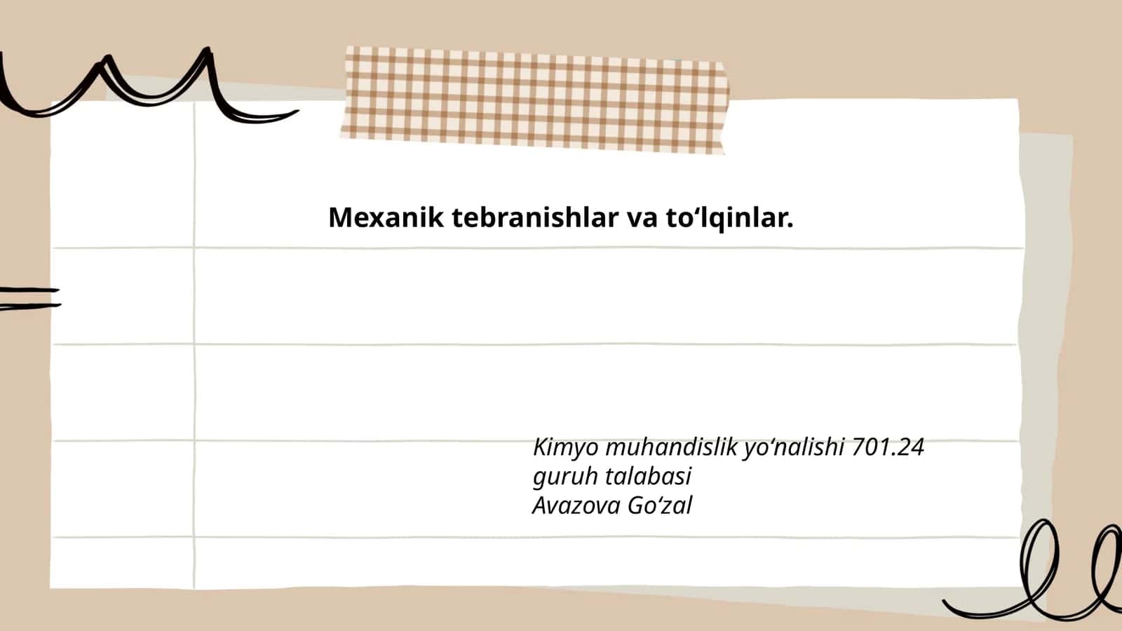 Mexanik tebranishlar va toʻlqinlar 1