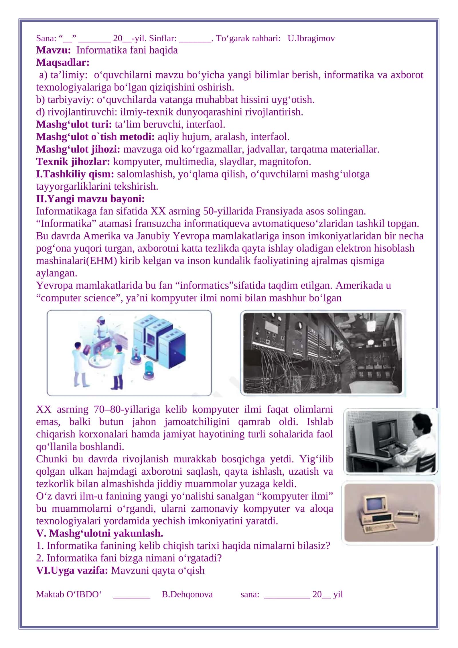 Informatika to'garak konspekti 64-soatlik 1