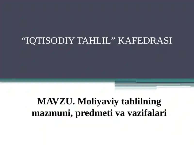 Moliyaviy tahlil