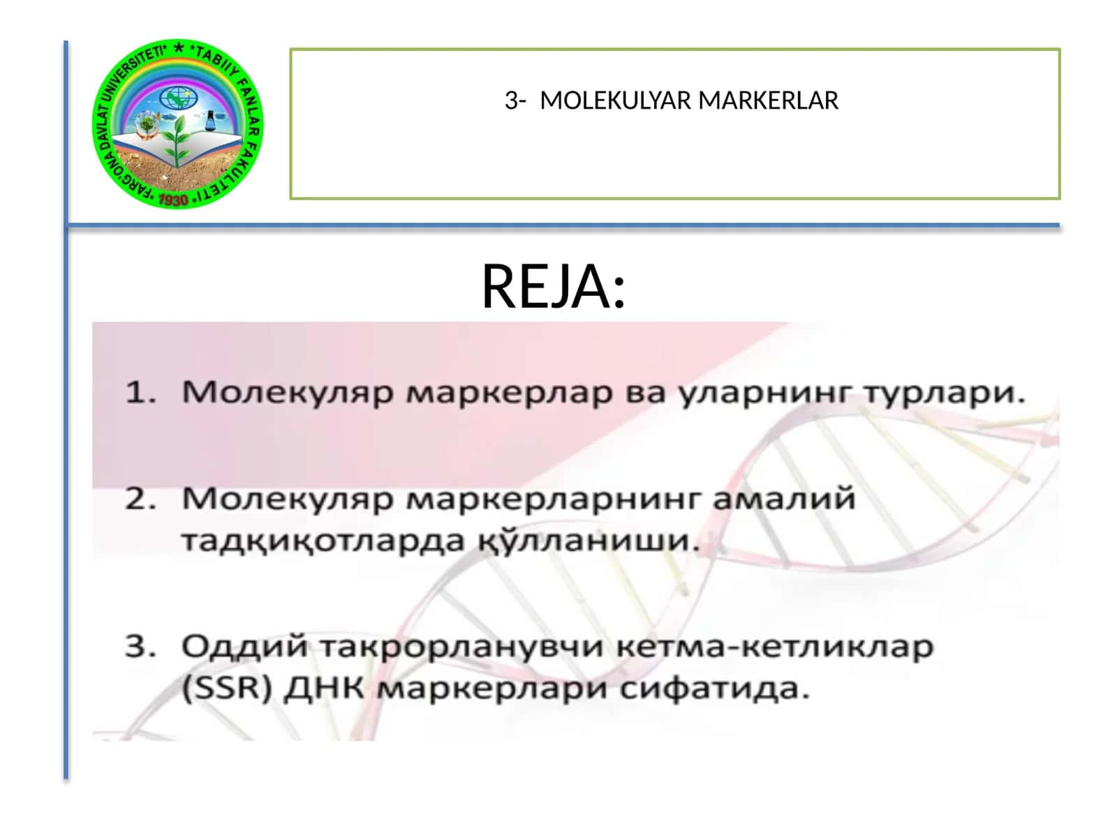 MOLEKULYAR MARKERLAR 1