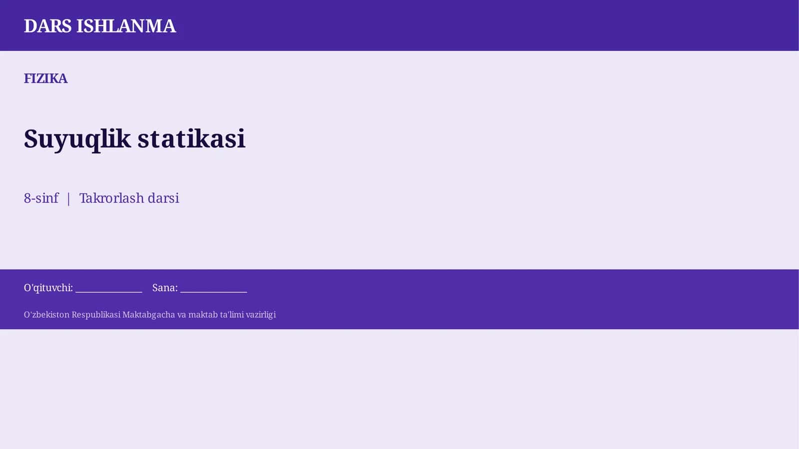 Suyuqlik statikasi 1
