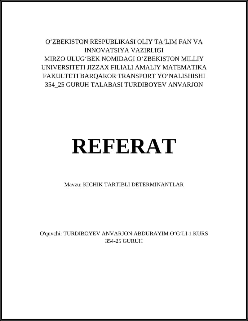 Kichik tartibli determinantlar 1