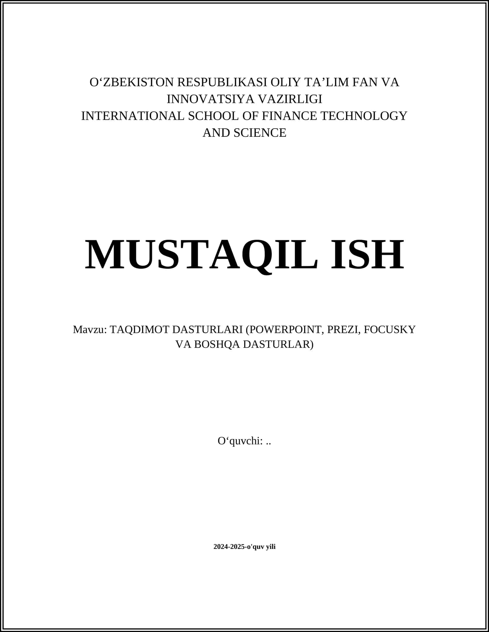 TAQDIMOT DASTURLARI 1