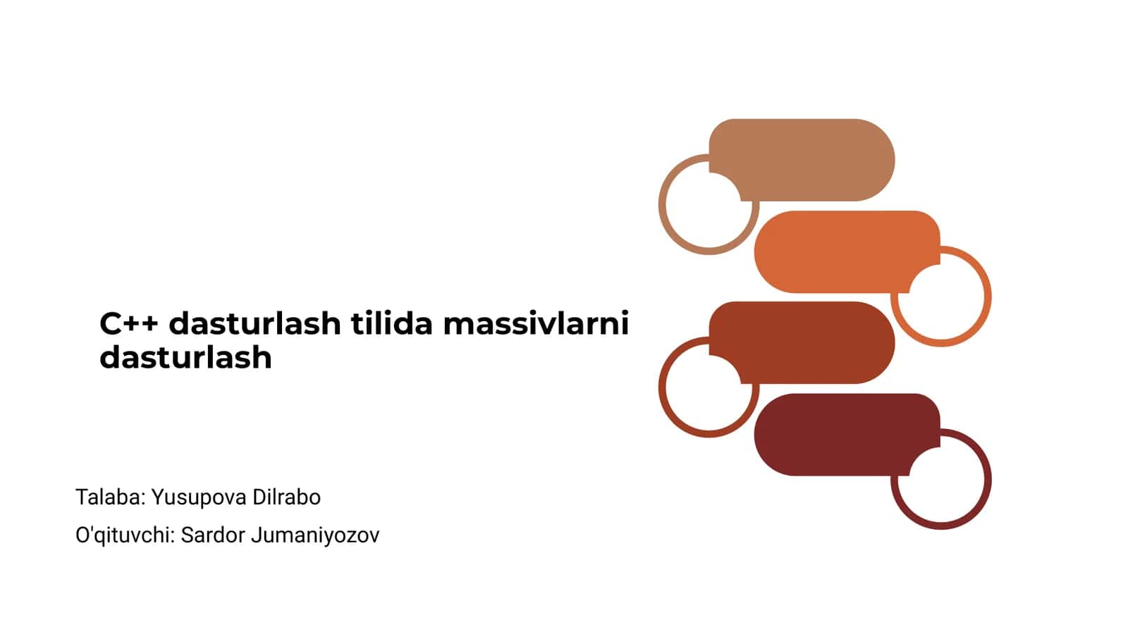 C++ dasturlash tilida massivlarni dasturlash 1