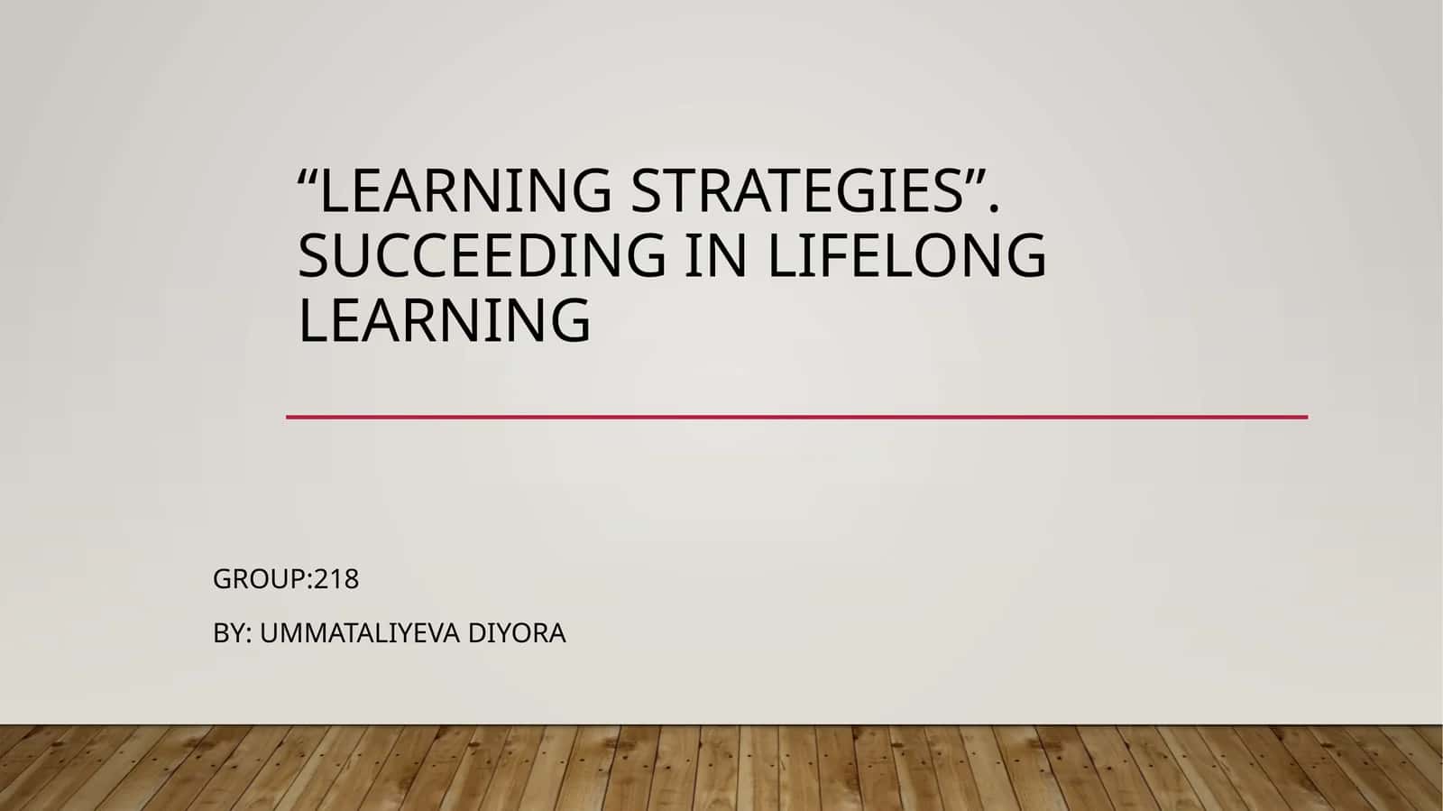 Succeeding in lifelong learning 1