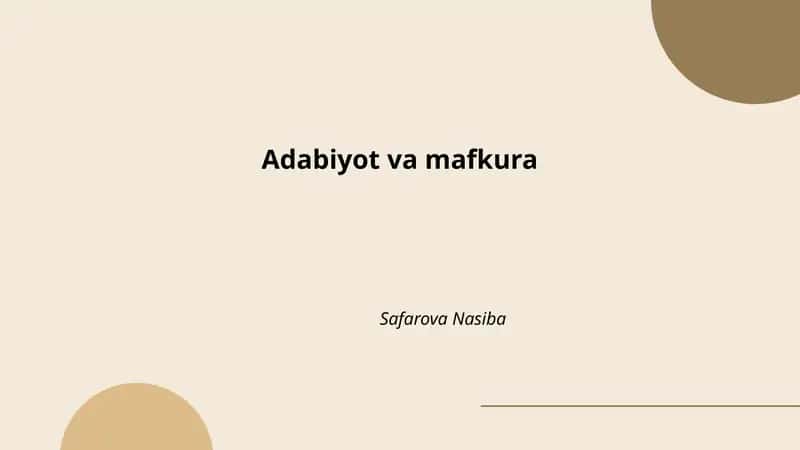 Adabiyot va mafkura 1