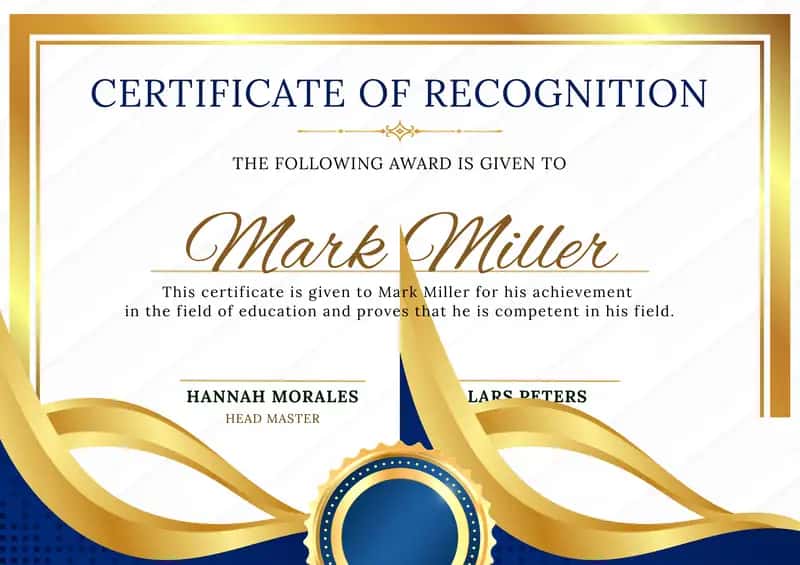 CERTIFICATE OF RECOGNITION 1