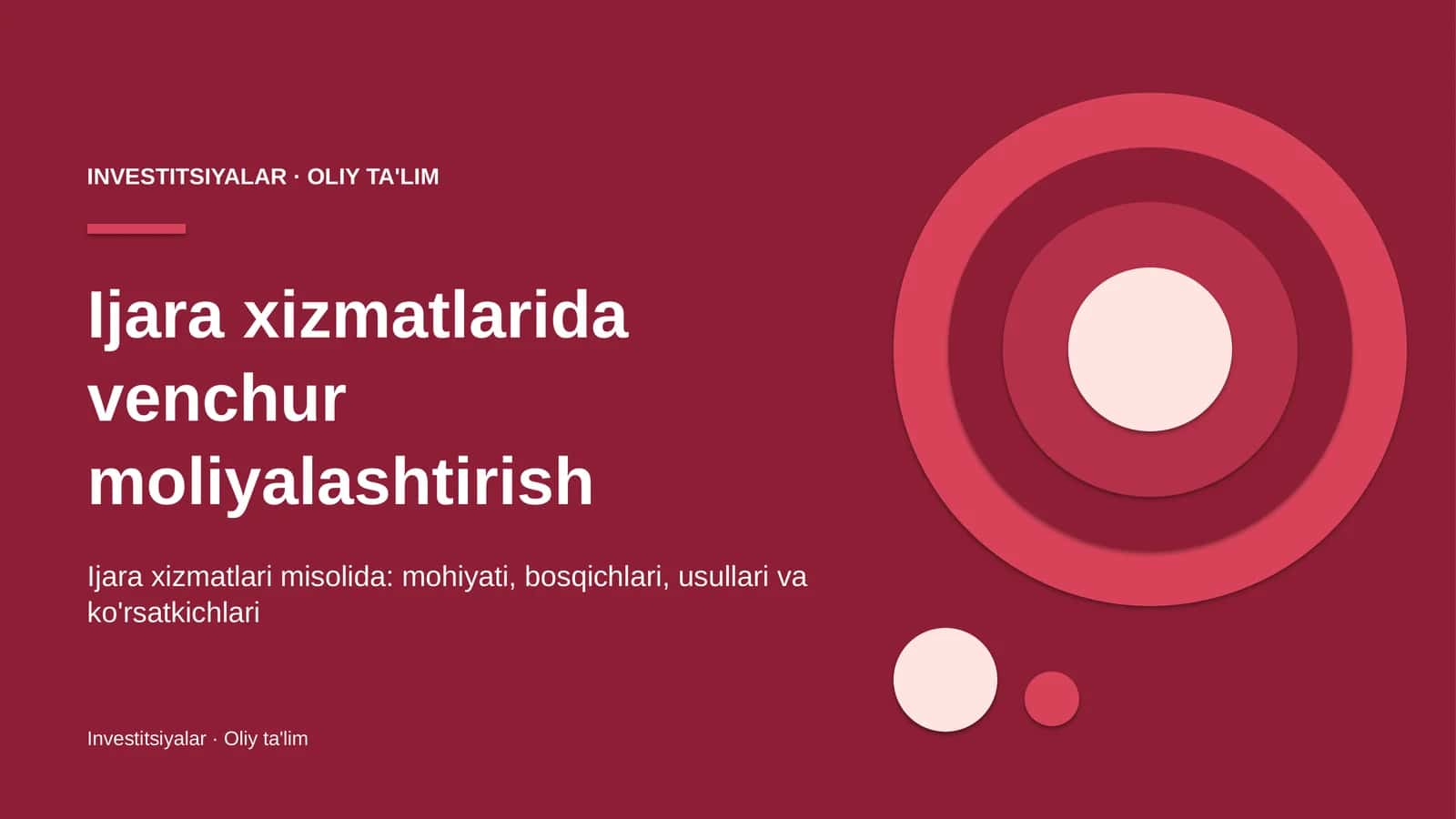 Ijara xizmatlarida venchur moliyalashtirish 1