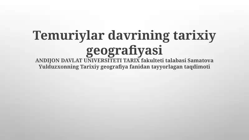 Temuriylar davrining tarixiy geografiyasi 1
