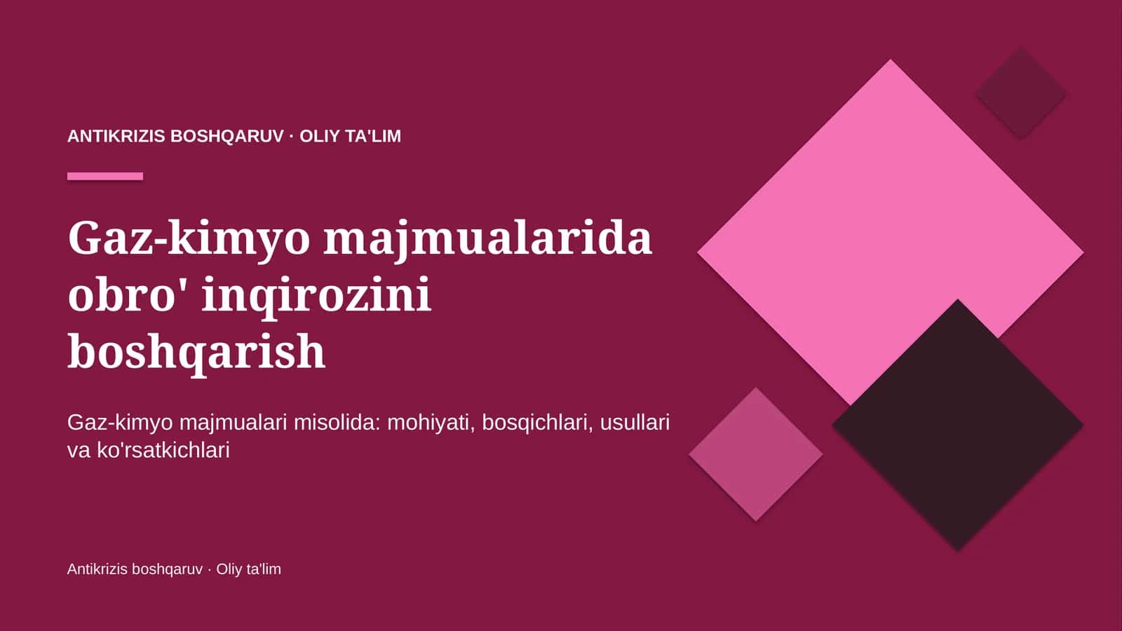 Gaz-kimyo majmualarida obro' inqirozini boshqarish 1