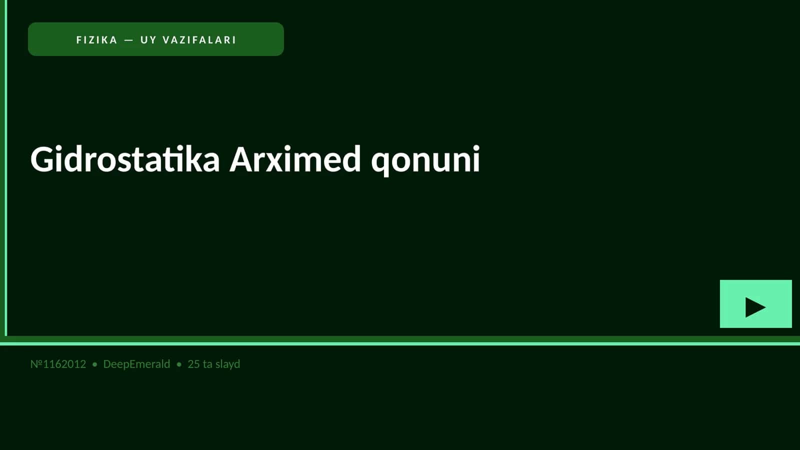 Gidrostatika Arximed qonuni 1