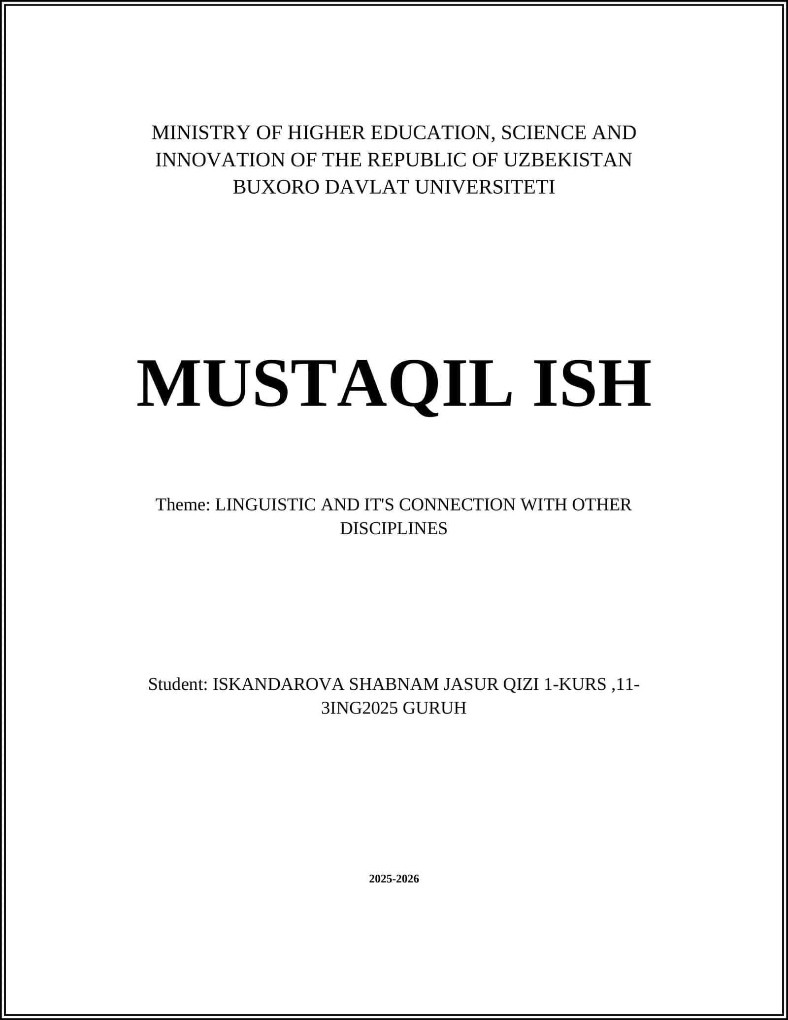 Linguistic and IT's Connection with Other Disciplines 1