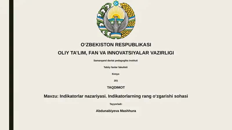 Indikatorlar nazariyasi 1