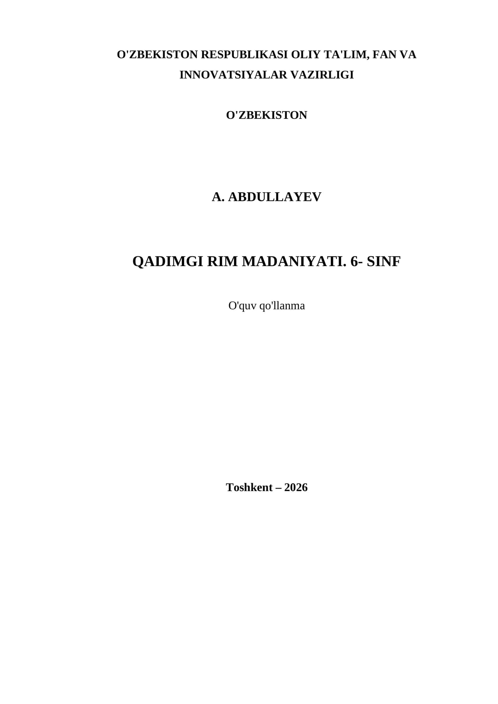 QADIMGI RIM MADANIYATI. 6- SINF 1