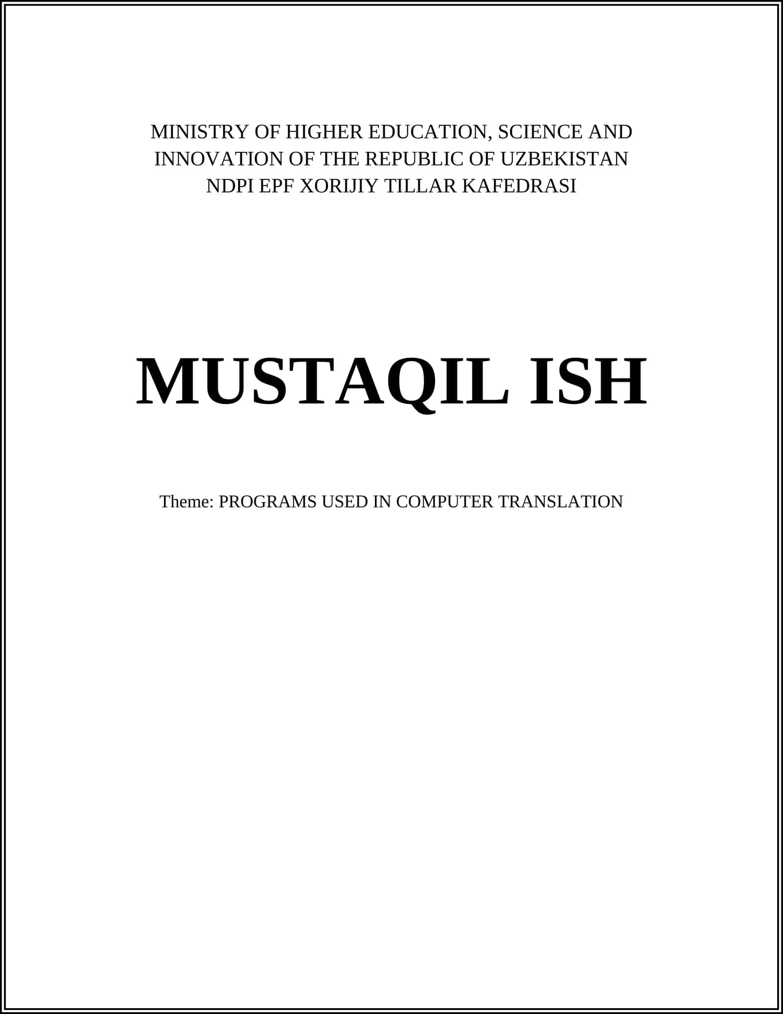 PROGRAMS USED IN COMPUTER TRANSLATION 1