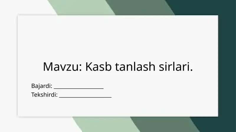 Kasb tanlash sirlari 1