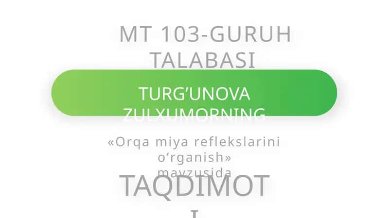 Orqa miya reflekslarini o'rganish 1